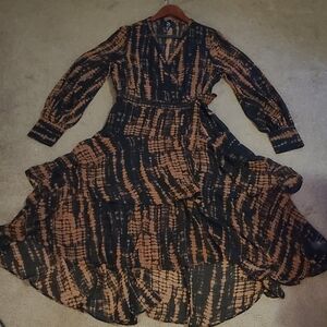 Bar III Black and Brown Long Sleeve Dress